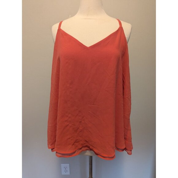 Torrid Coral Sleeveless V-Neck Chiffon Swing Camisole Top 2 *has snags - Picture 1 of 5